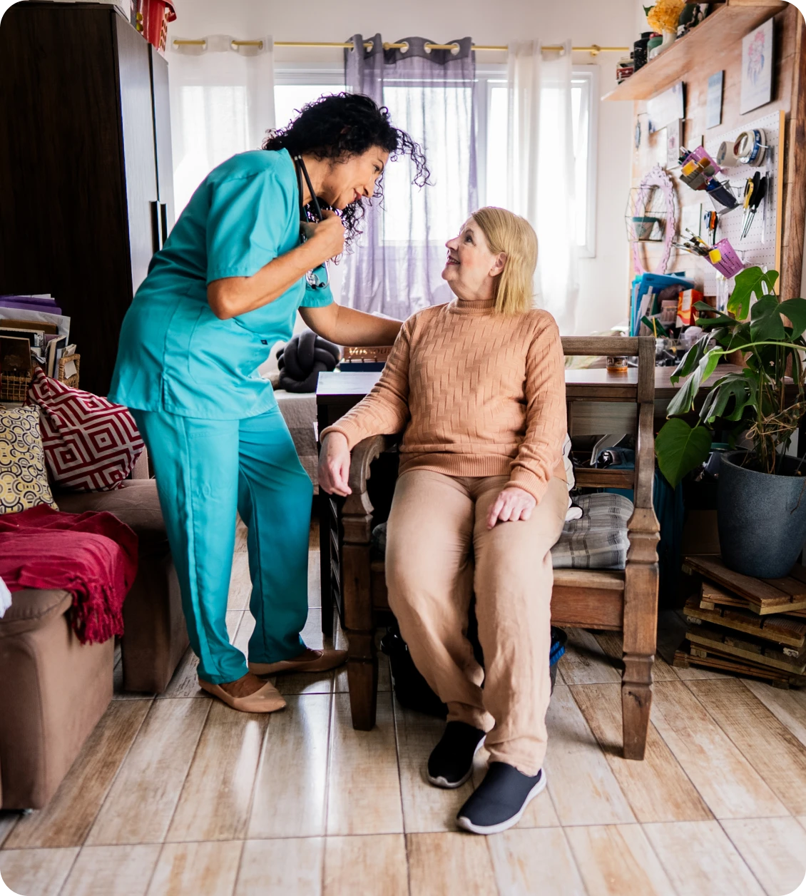Home healthcare professional visiting patient