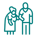 Elderly care icon with caregiver