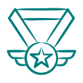 Award medal symbol with wings