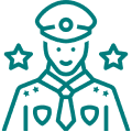 Smiling officer line illustration