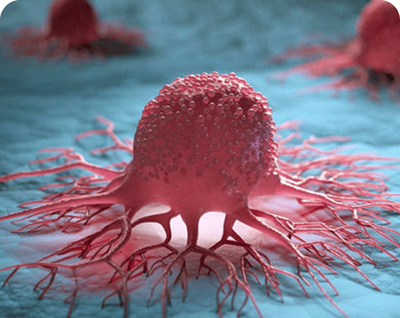 Cancer cell illustration with tendrils
